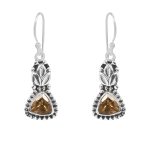 Citrine Nepali Style 0.75" 925 Silver Earrings (RS104-19)
