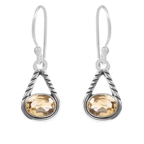 Citrine Southwest Style 0.75" 925 Silver Earrings (RS104-17)