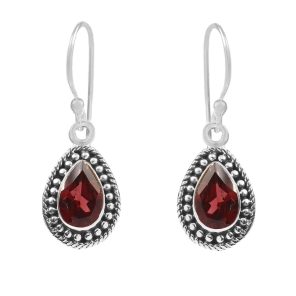 Garnet Southwest Style 0.75" 925 Silver Earrings (RS104-9)