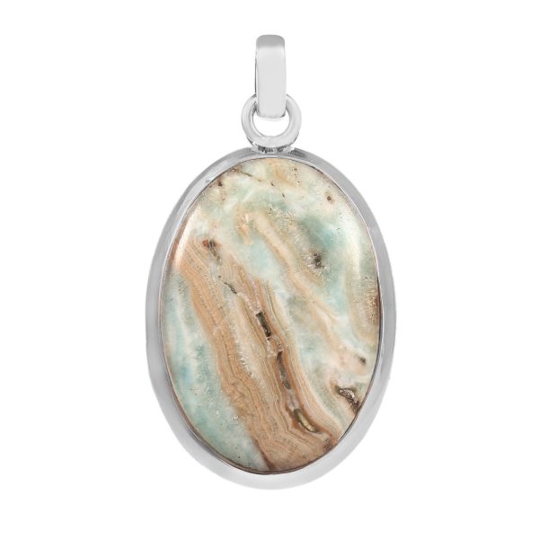 Green Argonite 1.5" 925 Sterling Silver Pendant (RS104-75)
