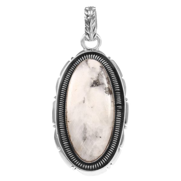 White Buffalo Turquoise 2" 925 Sterling Silver Pendant (RS103-80)