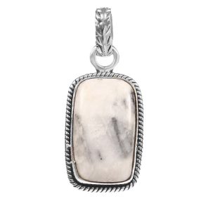 White Buffalo Turquoise 1.5" 925 Sterling Silver Pendant (RS103-107)