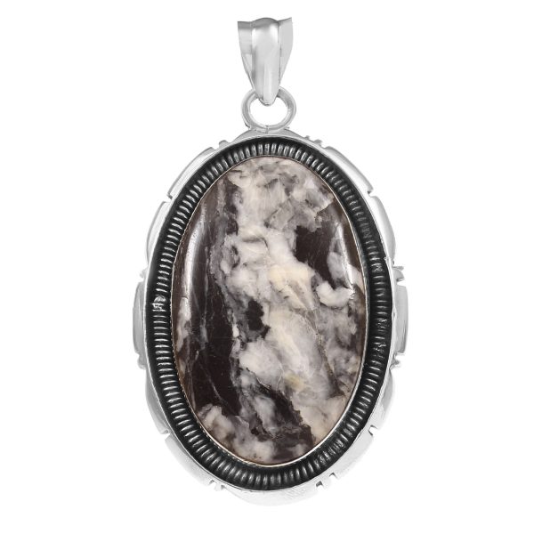 White Buffalo Turquoise 2" 925 Sterling Silver Pendant (RS103-81)