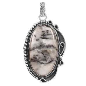 White Buffalo Turquoise 1.9" 925 Sterling Silver Pendant (RS103-82)