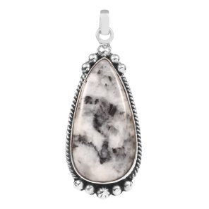 White Buffalo Turquoise 2" 925 Sterling Silver Pendant (RS103-85)