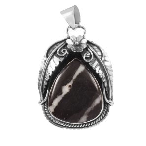 White Buffalo Turquoise 1.5" 925 Sterling Silver Pendant (RS103-91)