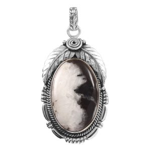 White Buffalo Turquoise 2" 925 Sterling Silver Pendant (RS103-92)