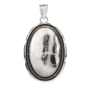 White Buffalo Turquoise 2" 925 Sterling Silver Pendant (RS103-96)