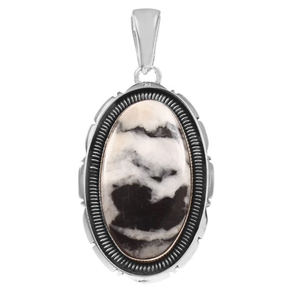 White Buffalo Turquoise 2" 925 Sterling Silver Pendant (RS103-99)