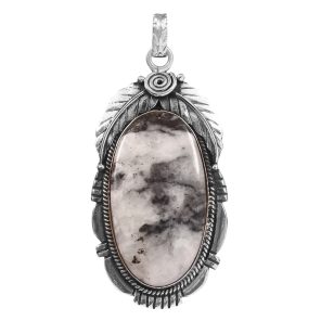 White Buffalo Turquoise 2.25" 925 Sterling Silver Pendant (RS103-102)