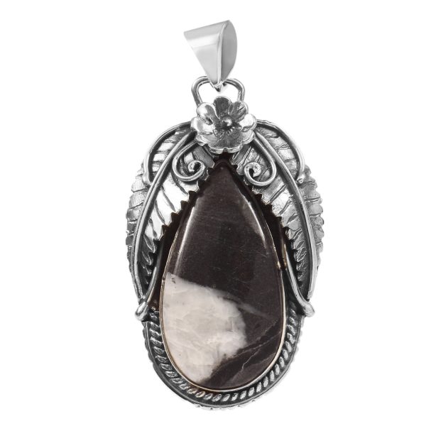 White Buffalo Turquoise 1.75" 925 Sterling Silver Pendant (RS103-104)
