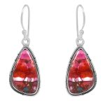 Pink Dahlia Turquoise 1" 925 Silver Earring (RS10-63)