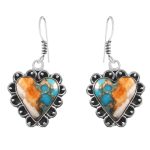 Spiny Oyster Turquoise 0.75" 925 Silver Earring (RS10-31)