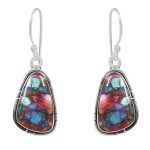 Pink Dahlia Turquoise 1" 925 Silver Earring (RS10-64)