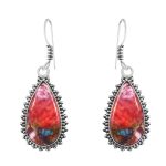 Pink Dahlia Turquoise 1" 925 Silver Earring (RS10-66)