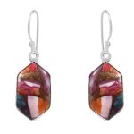 Pink Dahlia Turquoise 1" 925 Silver Earring (RS10-72)