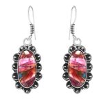 Pink Dahlia Turquoise 1" 925 Silver Earring (RS10-73)