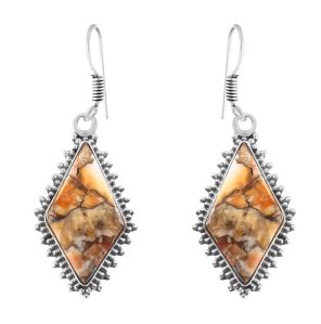 Spiny Oyster Turquoise 1.25" 925 Silver Earring (RS10-36)