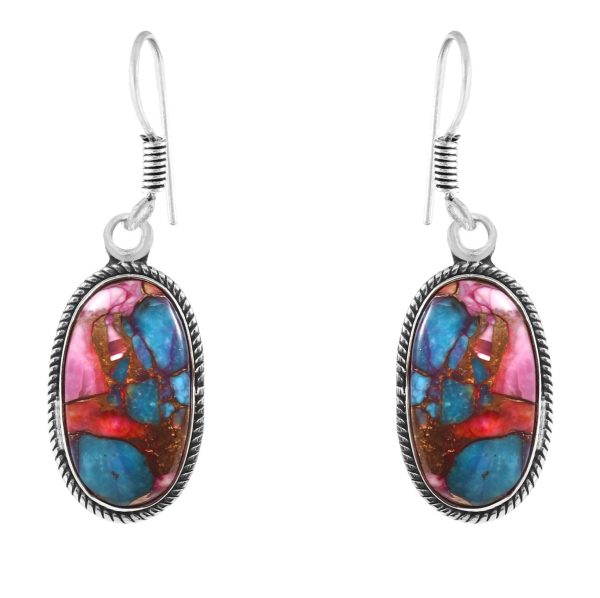 Pink Dahlia Turquoise 0.75" 925 Silver Earring (RS10-74)