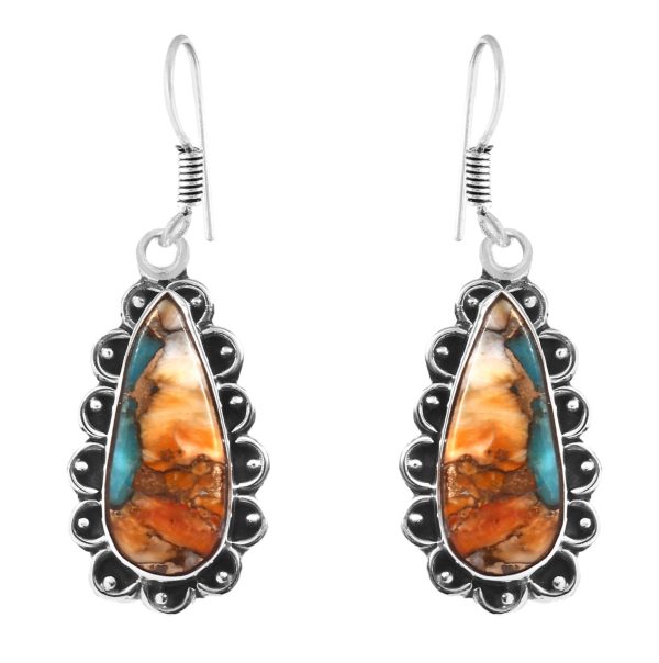 Spiny Oyster Turquoise 1" 925 Silver Earring (RS10-40)