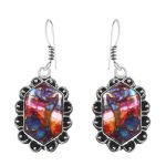 Pink Dahlia Turquoise 0.75" 925 Silver Earring (RS10-81)