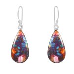 Pink Dahlia Turquoise 1" 925 Silver Earring (RS10-84)