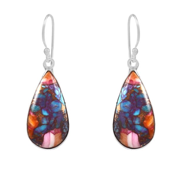 Pink Dahlia Turquoise 1" 925 Silver Earring (RS10-84)