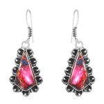 Pink Dahlia Turquoise 1" 925 Silver Earring (RS10-93)