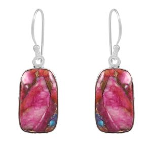 Pink Dahlia Turquoise 0.75" 925 Silver Earring (RS10-97)