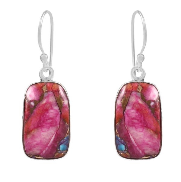 Pink Dahlia Turquoise 0.75" 925 Silver Earring (RS10-97)