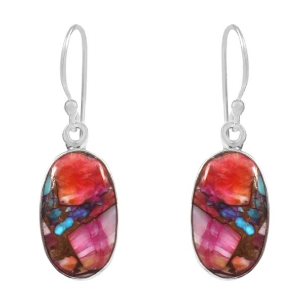 Pink Dahlia Turquoise 0.75" 925 Silver Earring (RS10-98)