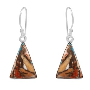 Spiny Oyster Turquoise 0.75" 925 Silver Earring (RS10-56)