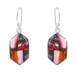 Pink Dahlia Turquoise 1" 925 Silver Earring (RS10-101)