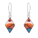 Pink Dahlia Turquoise 0.75" 925 Silver Earring (RS10-102)