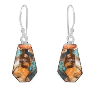 Spiny Oyster Turquoise 0.75" 925 Silver Earring (RS10-59)