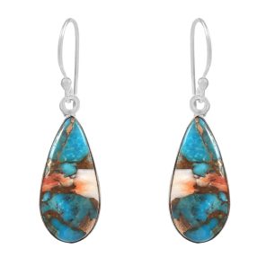 Spiny Oyster Turquoise 1" 925 Silver Earring (RS10-60)