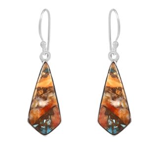 Spiny Oyster Turquoise 1.25" 925 Silver Earring (RS10-62)
