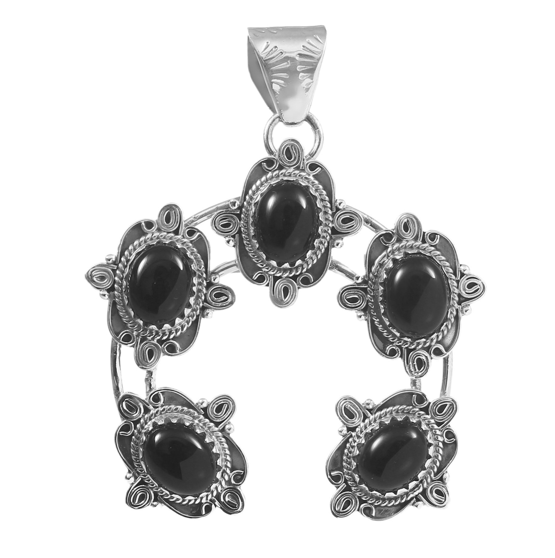 Black Onyx Navajo Naja Pendant