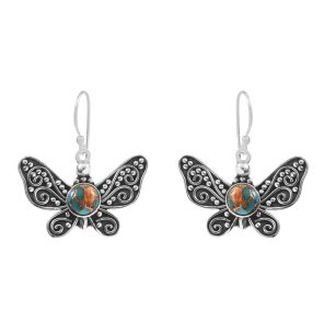 Spiny Oyster Turquoise Butterfly Earring