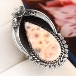 Natrolite (Pink Larimar) Ring Size US 9 Sterling Silver 925 (RS109-1)