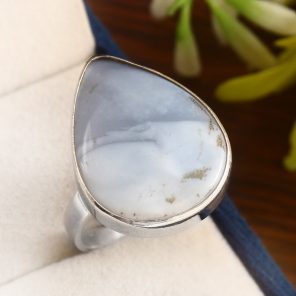 Blue Owyhee Opal Size US 12 Sterling Silver 925 Ring (RS105-17)