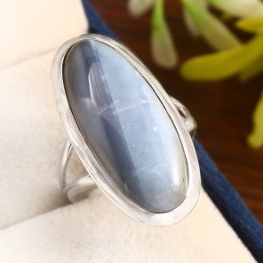 Blue Owyhee Opal Size US 10 Sterling Silver 925 Ring (RS105-19)