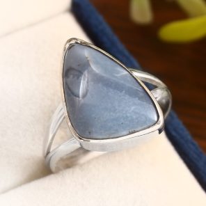 Blue Owyhee Opal Size US 12 Sterling Silver 925 Ring (RS105-20)