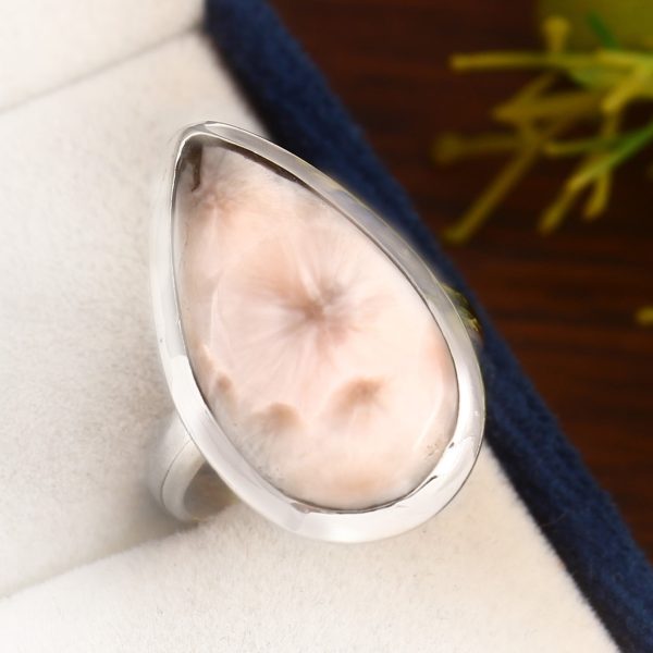 Natrolite (Pink Larimar) Size US 7 Sterling Silver 925 Ring (RS105-158)