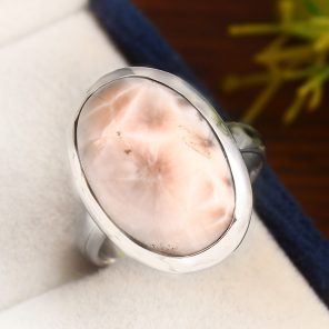 Natrolite (Pink Larimar) Size US 7 Sterling Silver 925 Ring (RS105-159)