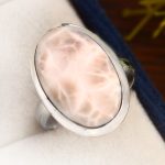 Natrolite (Pink Larimar) Size US 7 Sterling Silver 925 Ring (RS105-161)