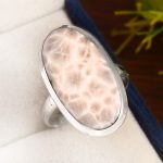 Natrolite (Pink Larimar) Size US 10 Sterling Silver 925 Ring (RS105-162)