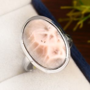 Natrolite (Pink Larimar) Size US 9 Sterling Silver 925 Ring (RS105-163)