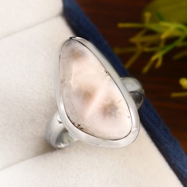 Natrolite (Pink Larimar) Size US 8 Sterling Silver 925 Ring (RS105-165)
