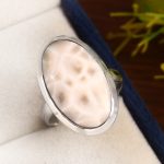 Natrolite (Pink Larimar) Size US 7 Sterling Silver 925 Ring (RS105-166)